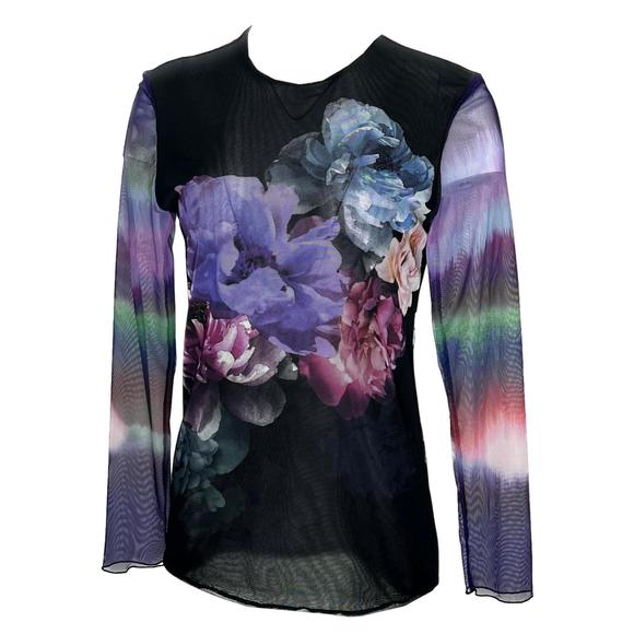 NEW PETIT POIS BY VIVIANA G sheer top in romance bouquet - Picture 2 of 2